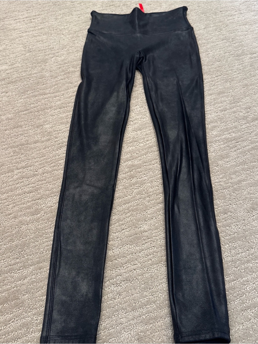 SPANX Black Faux Leather Skinny Leggings Sz SM